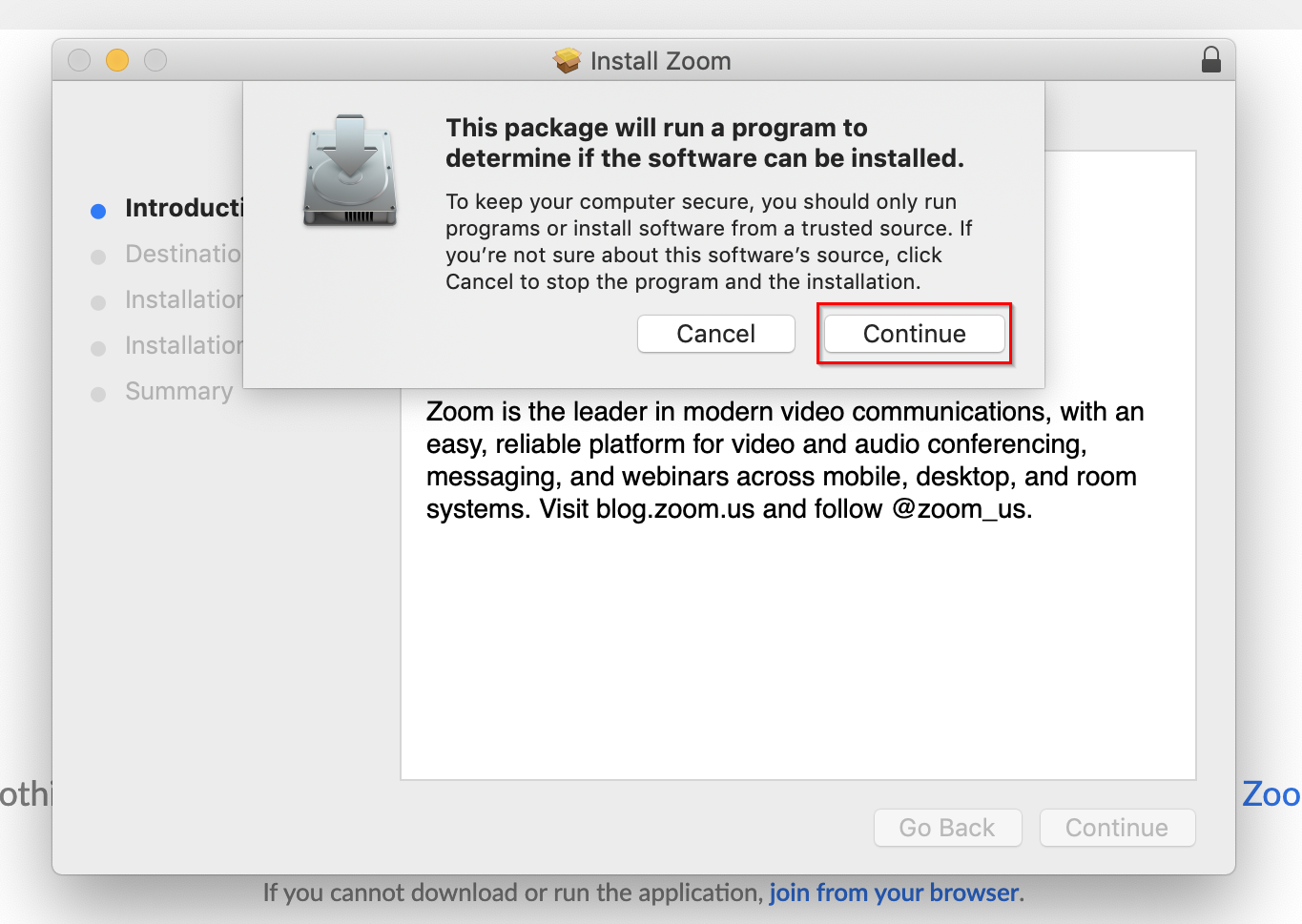 Zoom install macos installer